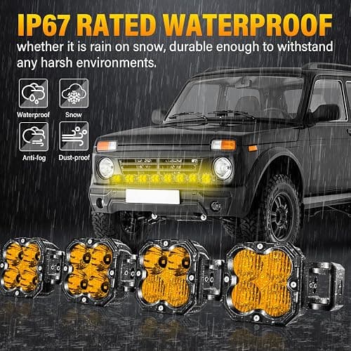 Willpower 52 inch 240W Amber Straight Curved Adjustable & Linkable LED Light Bar with Wiring, Spot Flood Beam Off Road 4X4 Driving Fog Lights for 12V 24V Vehicle 8WD Car UTV SUV Truck Tractor Trailer thumbnail 8