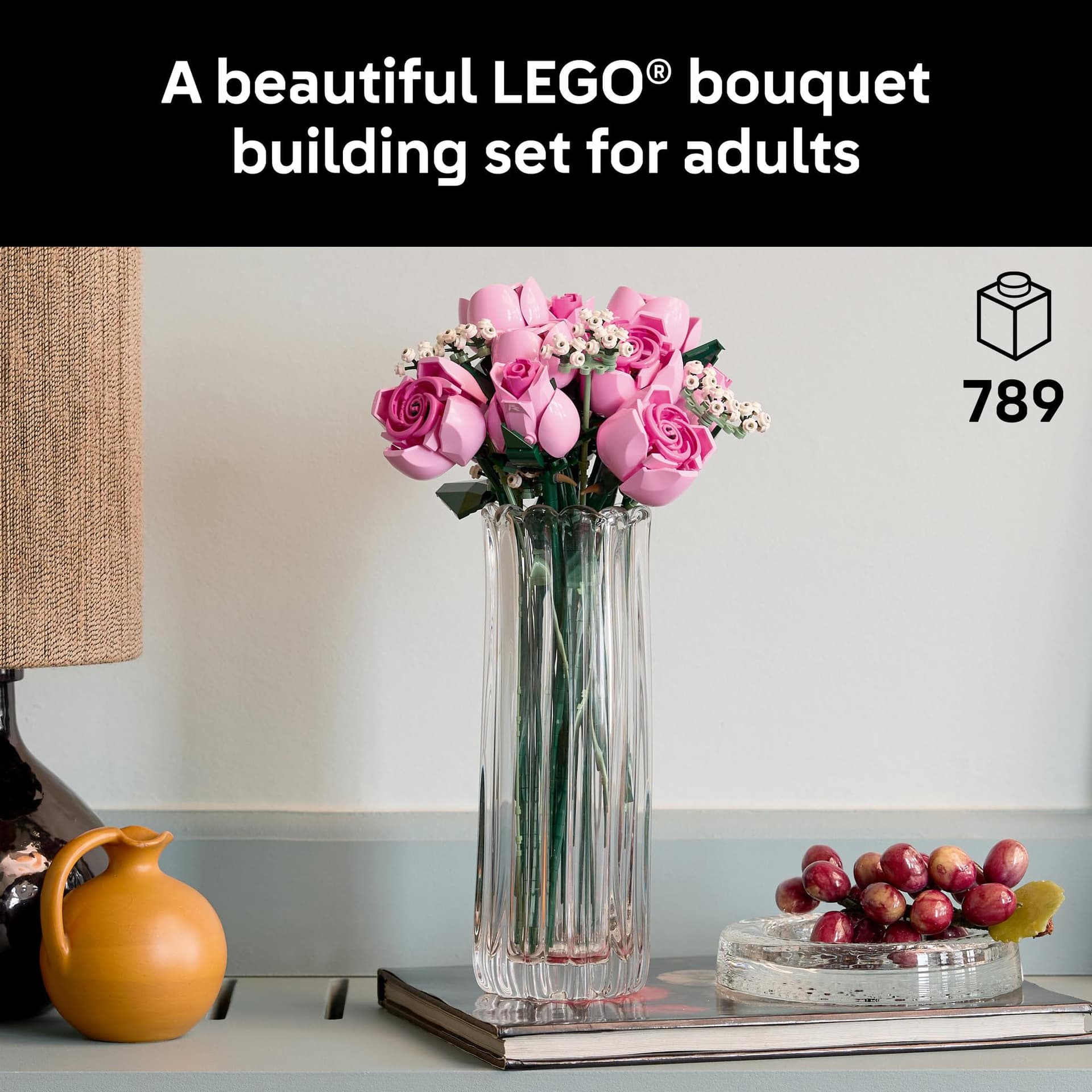 LEGO® Botanicals Bouquet of Pink Roses 10374 Decorative Flowers Building Kit for Adults, Floral Decor, Buildable Flower Arrangement, Mother’s Day, Valentine’s or Birthday Treat for Women and Men thumbnail 2