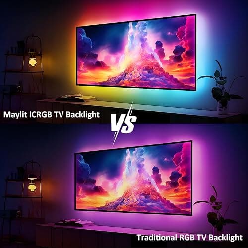Maylit ICRGB TV LED Backlight, App Control LED Lights for 20-36in TV/Monitor, Music Sync Color Changing TV LED Strip Lights for Home Decor, USB Powered Gaming Accessories Lights for Bedroom Room Decor - ICRGB (App & Remote Control) - 8.2FT for 20''-36'' TV/Monitor thumbnail 3