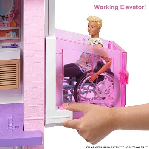 Barbie Dreamhouse (3.75-ft) 3-Story Dollhouse Playset with Pool & Slide, Party Room, Elevator, Puppy Play Area, Customizable Lights & Sounds, 75+ Pieces, Gift for 3 to 7 Year Olds (Amazon Exclusive) thumbnail 5