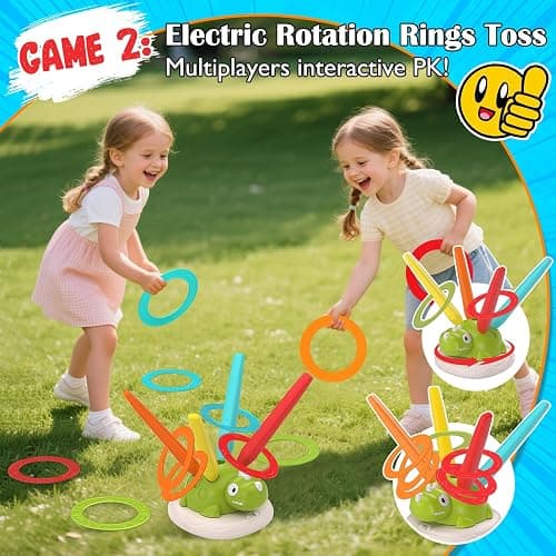 Indoor Outdoor Games for Kids, 3 in 1 Musical Jump, Ring Toss Game & Stomping Rocket Launcher for Kids, Dinosaur Sports & Outside Play Activities Toys with Remote Control for Toddlers 3-5 4-8 thumbnail 5