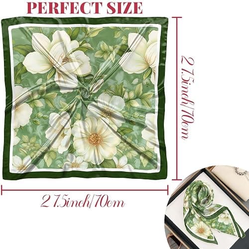 Deokke Scarf Silk Feeling Square Satin Headwear Wrap 27.5 Inches Bandana Aesthetic Trendy Cute Handbag Decoration Women Girls thumbnail 2