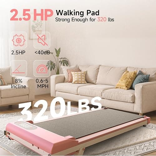 Walking Pad Treadmill, Under Desk Treadmill for Home & Office, Wide Running Belt, Remote Control, Installation Free, Easy to Move, 300 LB Capacity thumbnail 2