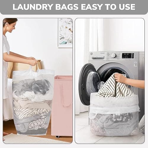 Goodpick Pink Laundry Basket with Wheels, Dorm Room Essentials for Girls, 75L Collapsible Laundry Basket, Laundry Hamper with Handle for College Dorm thumbnail 7
