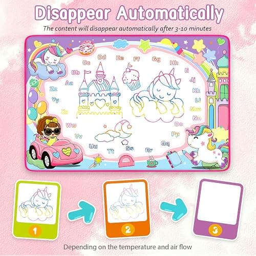 Water Doodle Mat- Kids Painting Writing Doodle Board Toy - Color Drawing Mat Bring Magic Pens Educational Toys for Age 3 4 5 6 7 8 9 10 Year Old Girls Boys Toddler Present thumbnail 6