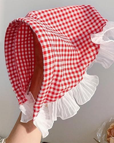 Popizard Headband for Women, 2 Pack Red Plaid & Blue Plaid Country Scarf Headband Pastoral Style Hairband with Breath Comfortable Hair Band Travel thumbnail 4