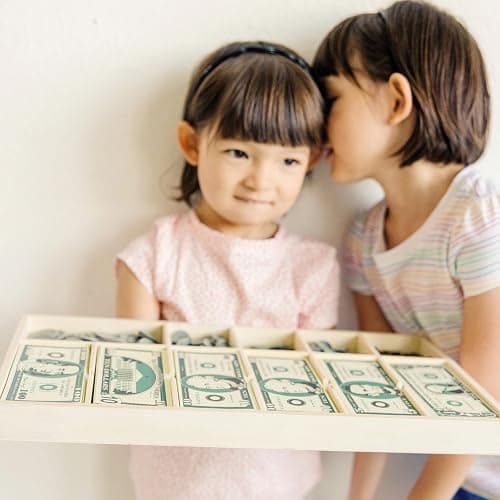 Melissa & Doug Play Money Set - Educational Toy with Paper Bills and Plastic Coins (50 of Each Denomination) and Wooden Cash Drawer for Storage thumbnail 8