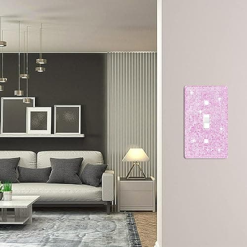 Dengduoduo Wall Plates Light Switch Cover Decorative Outlet Covers, Shiny Silver Rhinestones Bling Wall Plate Cover Wall Plate Single Gang Toggle for Kitchen Bedroom Living Room Home Decor thumbnail 4