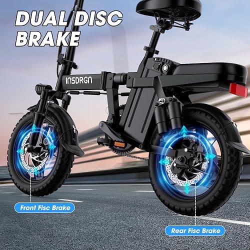 INSDRGN Electric Bike for Adults and Teens,14" Folding Adult E Bike with 650W Peak Motor,20MPH,28Miles Range,Advanced 9-Point Suspension & Dual Disc Brake,Removable Battery,UL 2849 Certified thumbnail 5