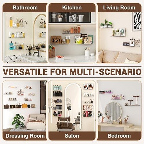 Qukaka 15" Clear Floating Shelves for Wall, 3 Pack Display Ledges | Wall shelves for perfume, skincare, nail polish, book, Room decor for Bedroom, Living Room, Kitchen, Bathroom thumbnail 4