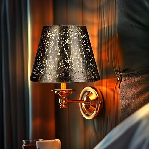 Etched Starlight 𝐌𝐞𝐭𝐚𝐥 𝐋𝐚𝐦𝐩 𝐒𝐡𝐚𝐝𝐞𝐬 𝐬𝐞𝐭 𝐨𝐟 𝟐 Top 6‘’ Bottom 10‘’ Height 7.5" Barrel Shade Lampshades Fits Most Table Lamp and Floor Lamp Spider Outer Bronze and inner Gold thumbnail 4