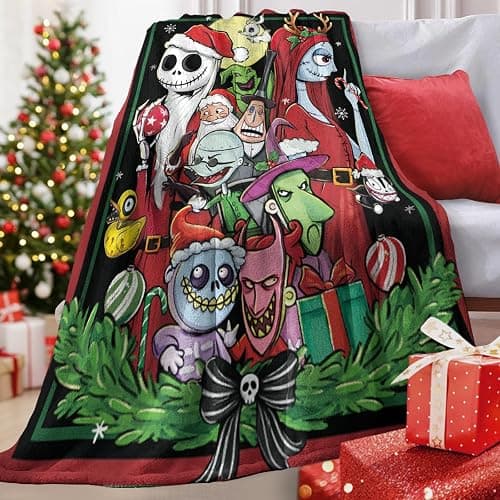 Zzkol Christmas Flannel Blanket, Xmas Santa Monster Witch Throw Blanket Gifts for Kids Men Women, Funny Holiday Soft Blanket for Bedding Sofa 50 x 60 Inch thumbnail 7