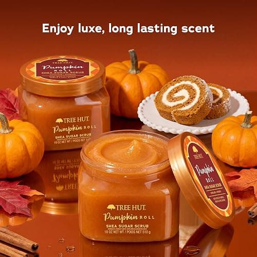 Tree Hut Pumpkin Roll Body Scrub, Exfoliating Sugar Scrub, Vegan, 18 Oz | Exfoliating & Nourishing with Shea Butter & Essential Oils, Body Exfoliator for All Skin Types, Self Care Gifts for Women thumbnail 3