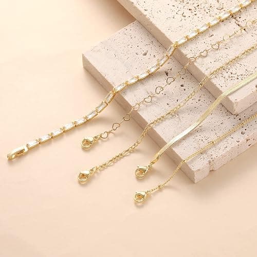 MBW Gold Bracelets for Women Trendy, Dainty 14K Gold Plated Bracelet Stack Beaded Chain Bracelet Set Thin Small Cute Paperclip Bracelets Fashion Waterproof Jewelry Gift Gold Accessories for Women thumbnail 8