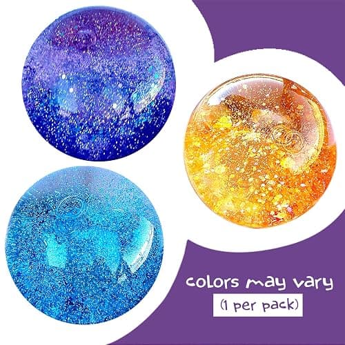 Kiedle Premium Glitter Stress Ball, Odor-Free Cool Cute Sensory Squishy Squeeze Nice Fidget Squish Toy - 2.25" Ball thumbnail 3