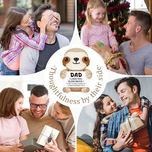 AceThrills Dad Birthday Gifts, Handmade Crochet Mini Sloth Birthday Gifts, Cute Desk Decor for Dad, Funny Emotional Gift Idea for Father thumbnail 9