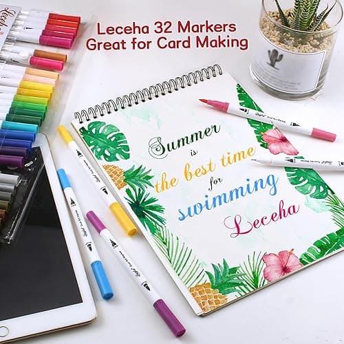 Leceha Dual Tip Art Markers Pens for Kids Adult Coloring Books Artist Fine and Brush Tip Colored Pens Water-color Pens for Journaling Note Taking Writing Planning Art Project thumbnail 5