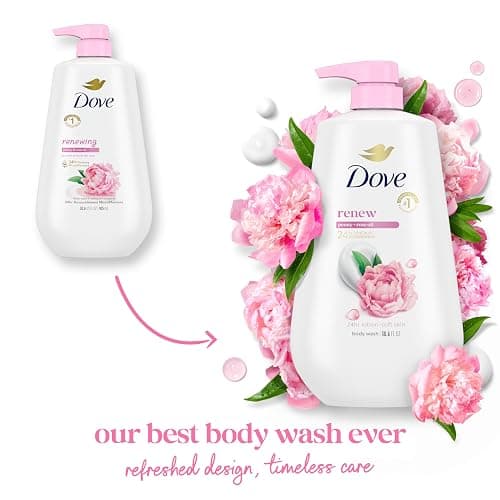 Dove Body Wash with Pump Renew Peony & Rose Oil For 24hr Lotion-Soft Skin Moisturizing Skin Cleanser with No Sulfates No Parabens 30.6 Oz thumbnail 4