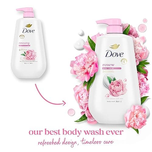 Dove Body Wash with Pump Renew Peony & Rose Oil For 24hr Lotion-Soft Skin Moisturizing Skin Cleanser with No Sulfates No Parabens 30.6 Oz - Peony & Rose - 30.6 Ounce (Pack of 1) thumbnail 3