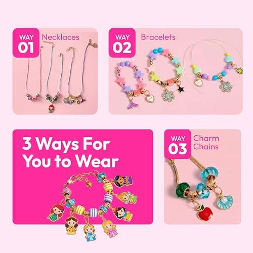 JOVA Klever Kits Princess Bracelet Making Kit, Jewelry Making Kit, Bracelets for Girls, Crafts for Kids, 4 Year Old Girl Birthday Gifts, Over 650 Beads, Make 30+ Designs thumbnail 5
