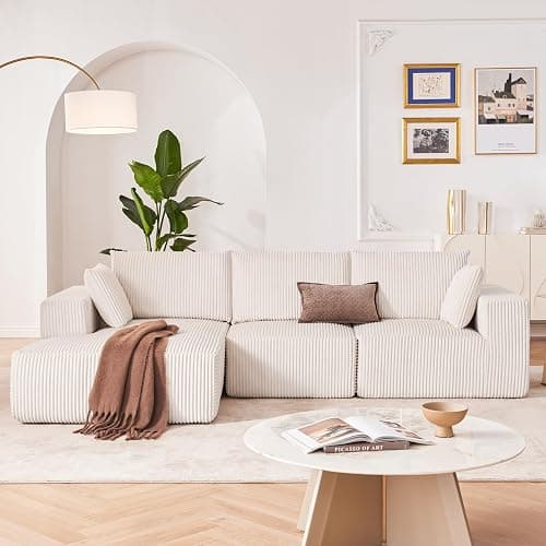 108” Modular Sectional Sofa, Cloud Sectional Couch with Deep Seat, Modern Modular L-Shape Sofa Couch with Chaise,Upholstered Boneless Couches for Living Room Bedroom (Beige, Left Facing Chaise) thumbnail 2
