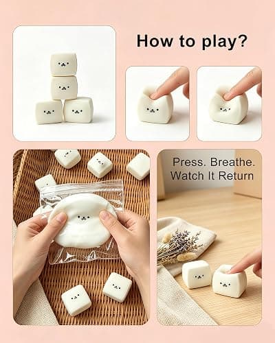 Seal Tofu Squishy, Marshmallow Slow Rising Stress Relief Fidget Toys for Adults, Moldable Dough Cube Sensory for Anxiety Relief, Desk Decor, Party Favors, Pocket Fidget Stress Toy(2 Pack thumbnail 4
