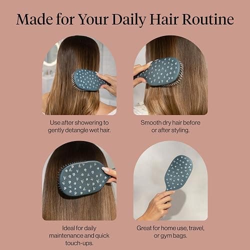 Kitsch Smooth & Polish Brushes – Dual Bristle Brush, Frizz Control Detangler Hair Brush, Nylon Hairbrush for Women Cushioned Pad for Scalp Massage, Hair Tool for All Hair Types - Coastal Blue Print thumbnail 6