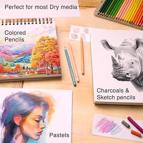 ARTISTIC EYE 5.5X8.5” Premium Sketch Book Set, Pack of 3 (300 Sheets), 68lb (100gsm), Spiral Bound, Acid-Free Drawing Paper, Perfect for Most Dry Media, Ideal for Beginners & Professionals (Set of 3) thumbnail 4