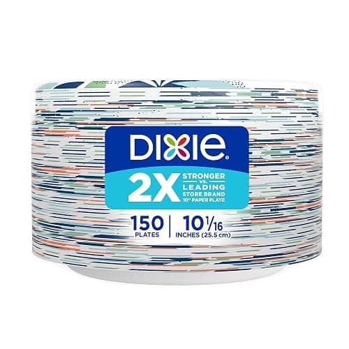 Dixie Large Paper Plates, 10 Inch, 150 Count, 2X Stronger*, Microwave-Safe, Soak-Proof, Cut Resistant, Disposable Plates For Everyday Breakfast, Lunch, & Dinner Meals thumbnail 9