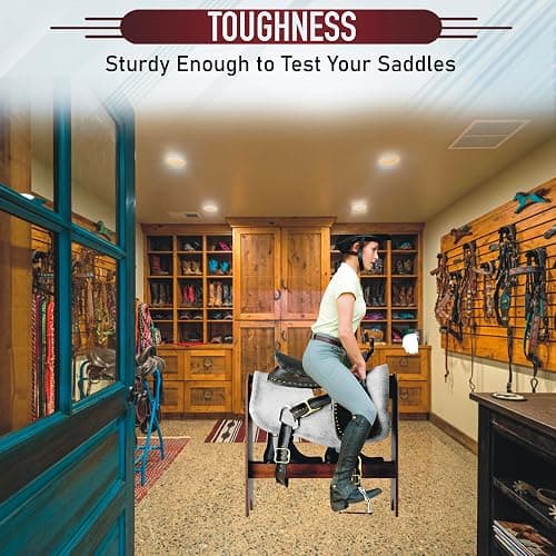HOTCAN Pine Wood Saddle Rack – Ideal Saddle Stand for Western Horse Gear and Horse Tack Organizers, Suitable for Displaying Trophy Tack at Home - Walnut thumbnail 5