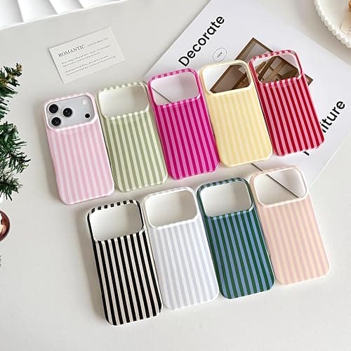 SmoBea for iPhone 17 Pro Case Cute Striped Phone Case Soft TPU Slim Shockproof Phone Cover for Women Girls Beautiful and Stylish, Red and Pink thumbnail 7