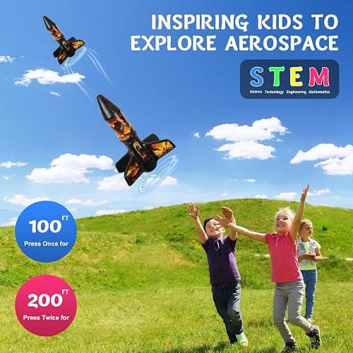 Rocket Launcher for Kids - 200 Ft of Flight Altitude, Model Rocket with Launch Set, Rockets Outdoor Toys with Safely Parachute, Easter Birthday Toys for Boys & Girls Ages 5 6 7 9 10 12 8-13 Years Old thumbnail 2