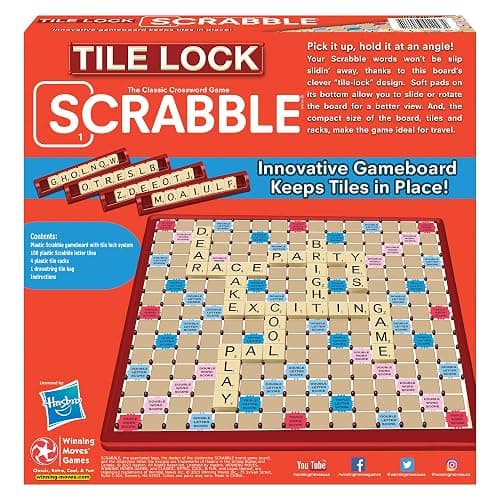 Tile Lock Scrabble by Winning Moves Games USA, Innovative Gameboard Locks Tiles in Place, for 2 to 4 Players, Ages 8 and Up thumbnail 3