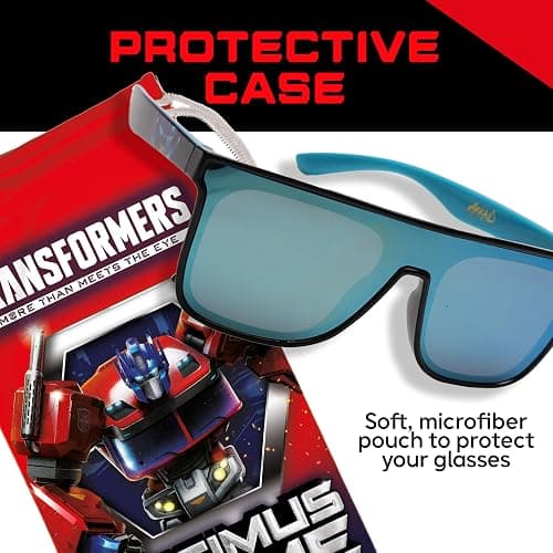 ARKAID Transformers Kids Sunglasses: Stylish, Comfortable, & Durable UV-Protective Transformers Accessories with Soft Carrying Case - Officially-Licensed Transformer Toys & Accessories Black thumbnail 4