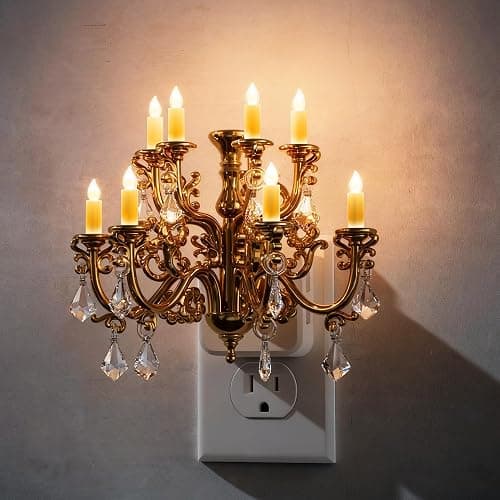 L LOHAS LED Night Lights Plug into Wall,Crystal Chandelier Candle Nightlight with Dusk to Dawn Sensor,Brightness Adjustable,3000K Soft White,Rotatable Plug Addtion for Home Decor,Hallway,Bathroom thumbnail 2
