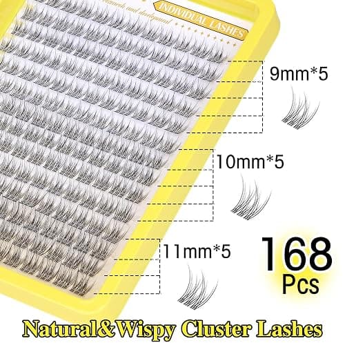 Cluster Lashes Natural Eyelash Clusters CC-Curly Eyelash Extension Wispy Individual Lashes Clusters Clear Band ZANLUFLY DIY Lash Extension (9MM 10MM 11MM,140Pcs) thumbnail 3