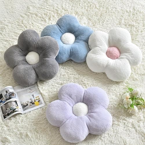 ZCNYCLAM Flower Pillows, Soft Flower Shaped Pillow with Home Decorative for Couch Chair Bed,Flower Floor Throw Pillows for Adults Bedroom Living Room (White, 15 Inches) - 15 Inches - White thumbnail 6