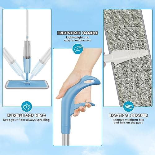 Spray Wet Mops for Hardwood Floor Cleaning: MEXERRIS Floor Mop with 3 Washable Pads for Swiffer Powermop - Refillable Dust Dry Mop Home Commercial Mops for Wood Laminate Ceramic Tiles Vinyl thumbnail 4