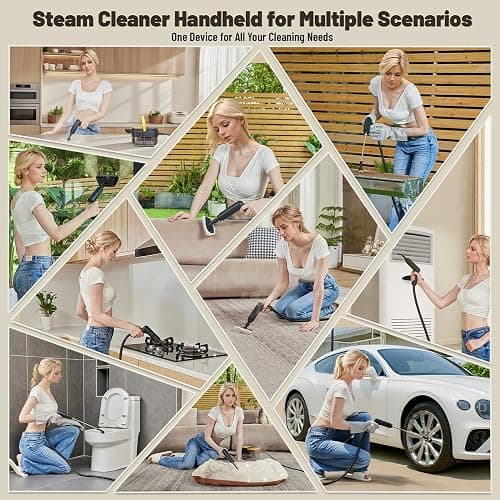 Gautye Steam Cleaner, 3 Level Adjustable Handle, 15s Heat Up, 1.69 Quarts Tank, Portable Steamer for Cleaning with 15 pcs Accessories, Steam Cleaner for Home for Dirt, Grease, Grout, Tile,Floor, Car thumbnail 6