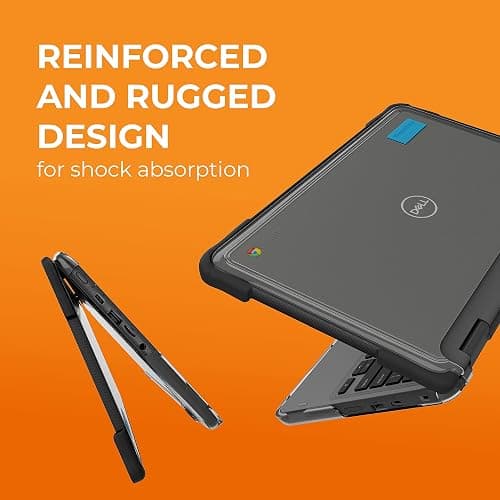 Gumdrop SlimTech Chromebook Case for 11.6 inch Dell Chromebook 3120 | 3110 | 3100 (2-in-1) Protective Sleek Snap On Hard Shell Laptop Cover for Kids Students School Work Office - Black thumbnail 6