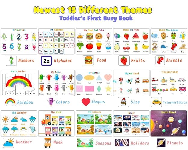 Huijing Montessori Preschool Learning Activities Busy Book - Workbook Activity Binder / Toys for Toddlers, Autism Learning Materials and Tracing Coloring Book thumbnail 2