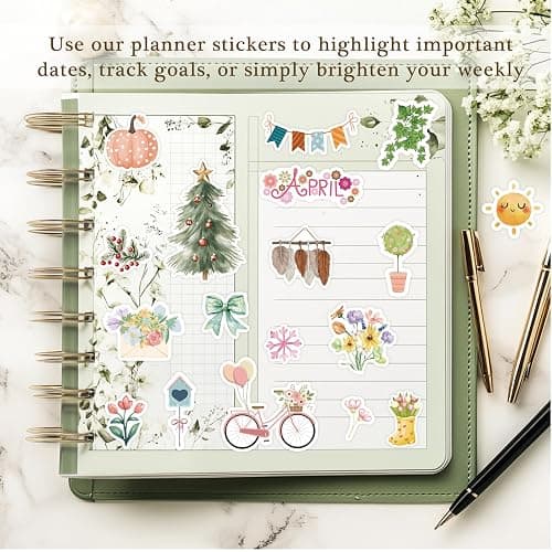 Slapaflife Planner Stickers (24 Page, 1000+ Stickers, Multicolor, Paper, Vintage Style, Holiday & Seasonal Themed, Planner & Scrapbook Accessories) thumbnail 4