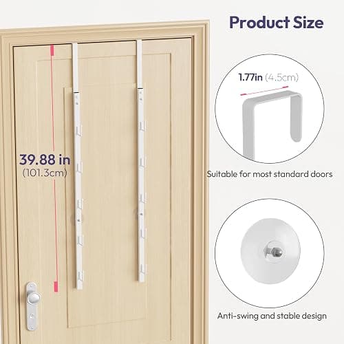 SWTYMIKI Over the Door Purse Organizer - 2 Packs Wall Mounted Purse Rack with 5 Hooks Design, Hanging Handbag Organizer Storage Holds up to 10 Bags, Bag Rack for Closet, Door (White) thumbnail 9