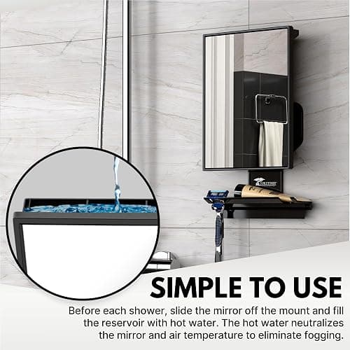 ToiletTree Products Fogless Shower Mirror - Anti-Fog Mirror - Adjustable Shaving Mirror with a Squeegee - Rust-Proof, Impact-Resistance Bathroom Shower Mirror - Tall thumbnail 6