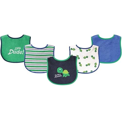 Luvable Friends Baby Cotton Terry Drooler Bibs with PEVA Back, Transportation, One Size
