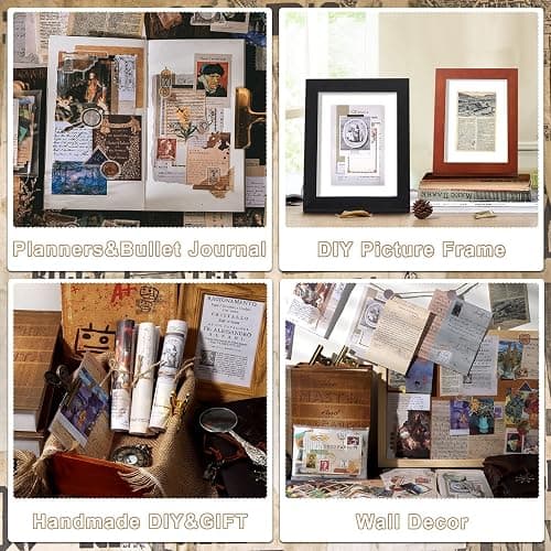 Draupnir 200pcs Vintage Junk Journal Supplies,Scrapbook Supplies Scrapbooking Paper and Stickers Ephemera For Art Aesthetic Journaling Kit Collage(Art) thumbnail 6