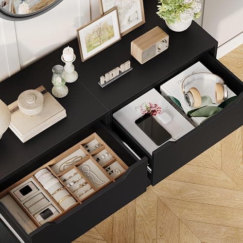HOSTACK Modern 3 Drawers Dresser, Wood Chest of Drawers with Storage, Black | Small Dresser with Cut-Out Handles, Black Dresser, 3 Drawers Chest, Tall Storage Dresser for Living Room, Apartment, Renter thumbnail 6