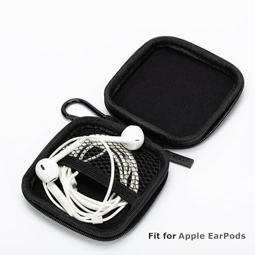 Ginsco Mini-Portable Hard Shell Square Earbuds Case for Apple EarPods/Samsung Galaxy Wired/Wireless Earbuds, Cell Phone Accessories Organizer with Carabiner for Earphones Tech Pouch thumbnail 2