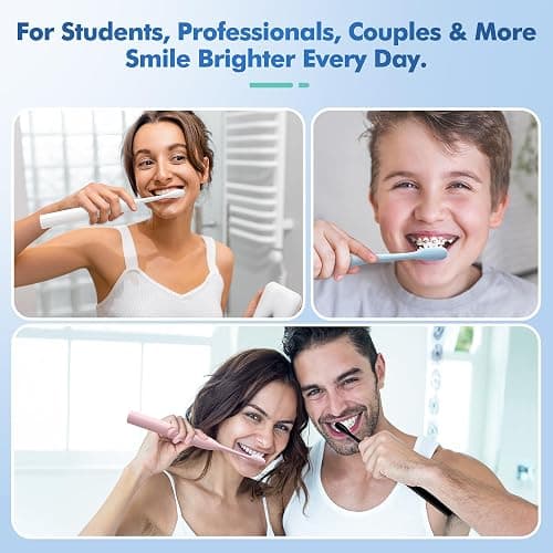 keosaa Pink Electric Toothbrush with 8 Brush Heads, Sonic Toothbrush with Fast Charge 4 Hours Last 60 Days, 2-Min & 30s Smart Timer, IPX7 Waterproof(Pink) thumbnail 3