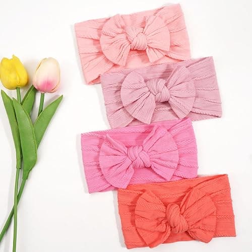 CÉLLOT Super Stretchy Soft Knot Headbands with Hair Bows Head Wrap Hair Accessories For Newborn Baby Girls Infant Toddlers Kids thumbnail 4